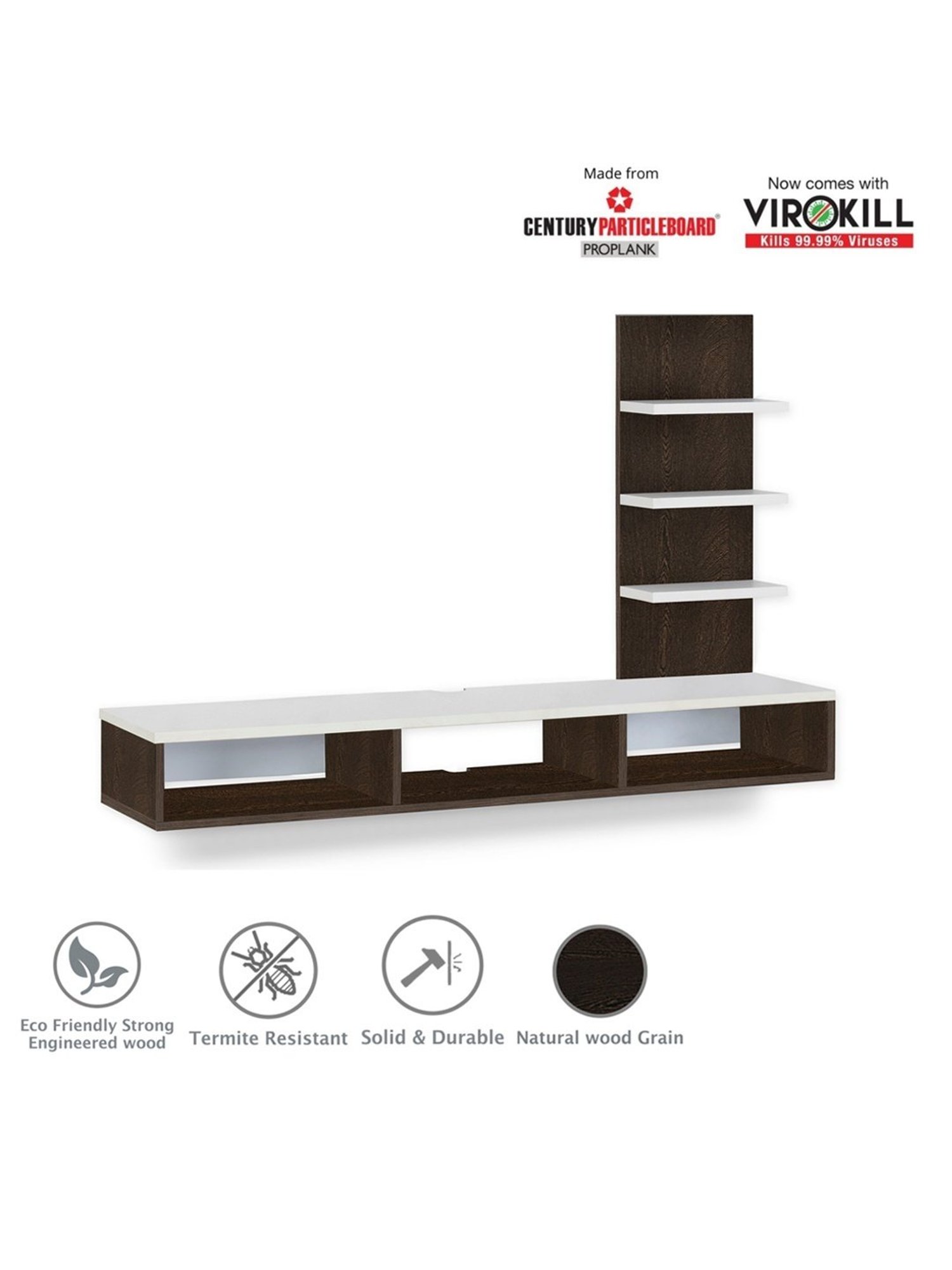 Delite Kom Flex Flowery Wenge & Acacia Dark Engineered Wood TV Entertainment Unit