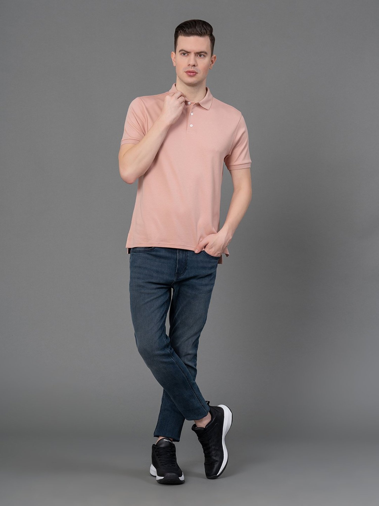 Red Tape Pale Pink Regular Fit Cotton Polo T-Shirt