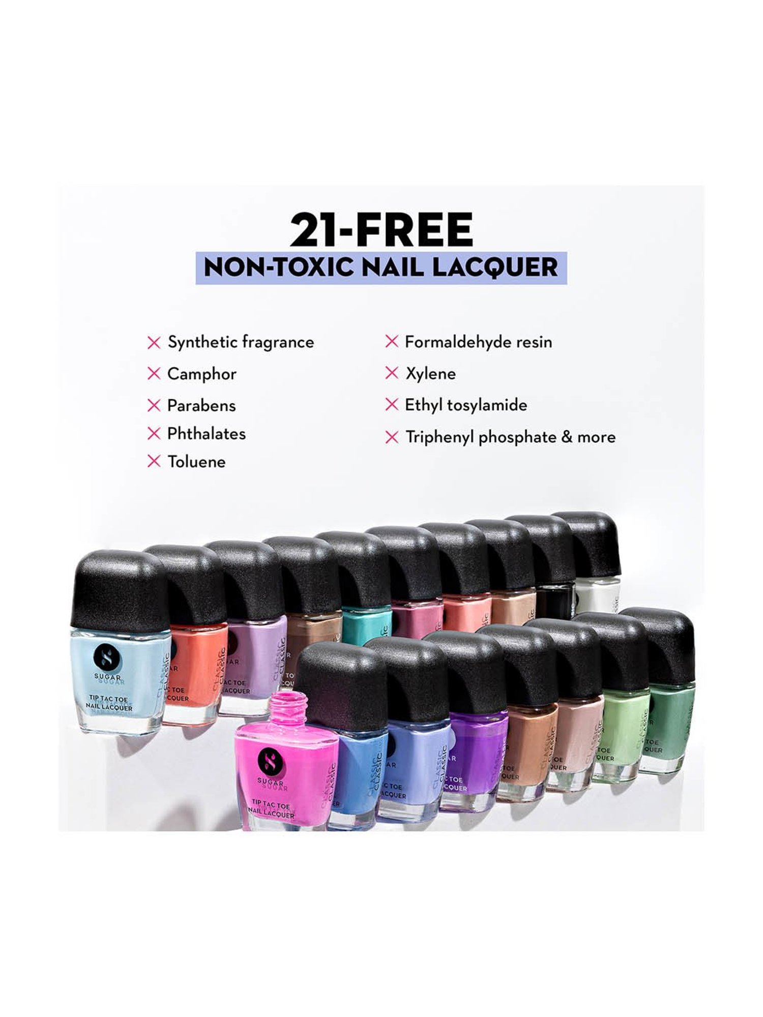 SUGAR Cosmetics Tip Tac Toe Nail Lacquer Classic 19 Bounce Black - 9 ml