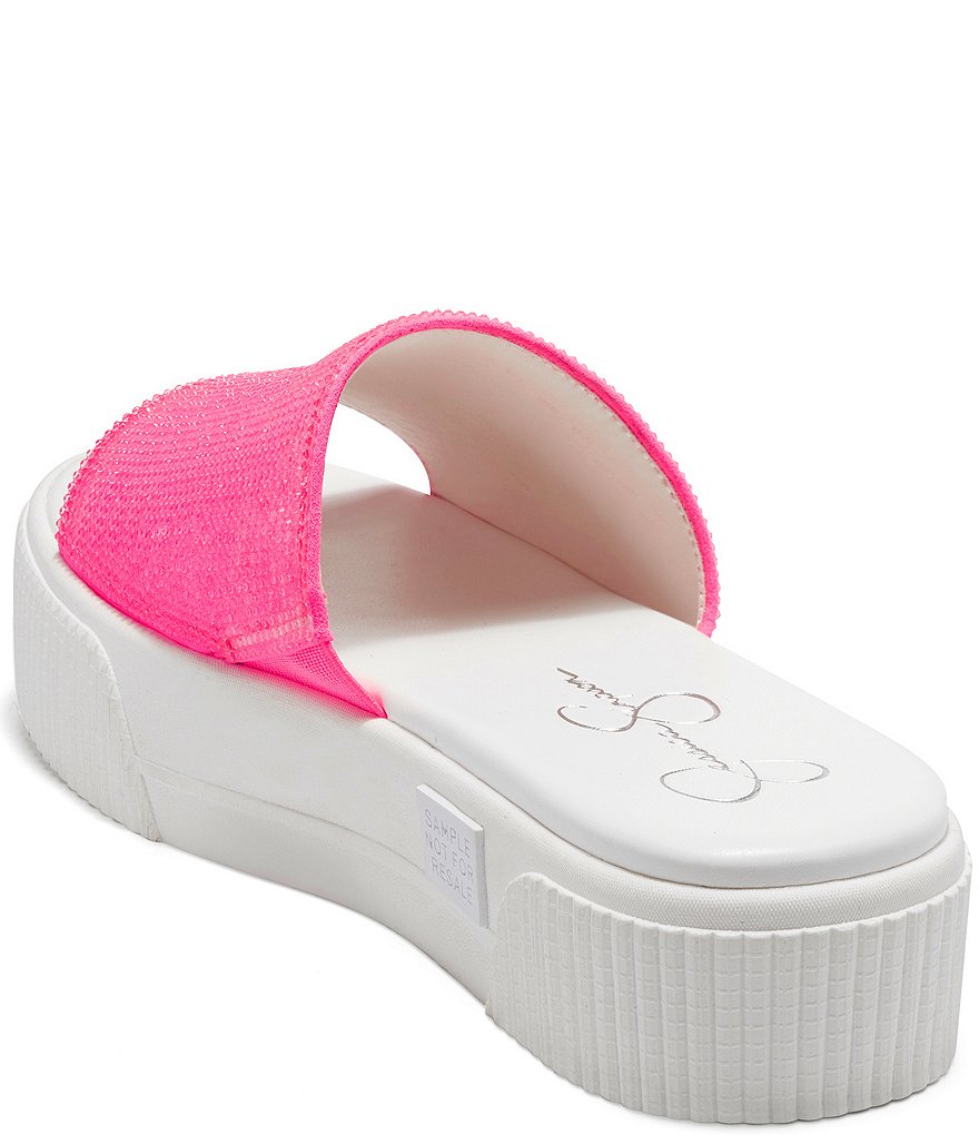 Jessica Simpson Ezira Athleisure Rhinestone Flatform Slides