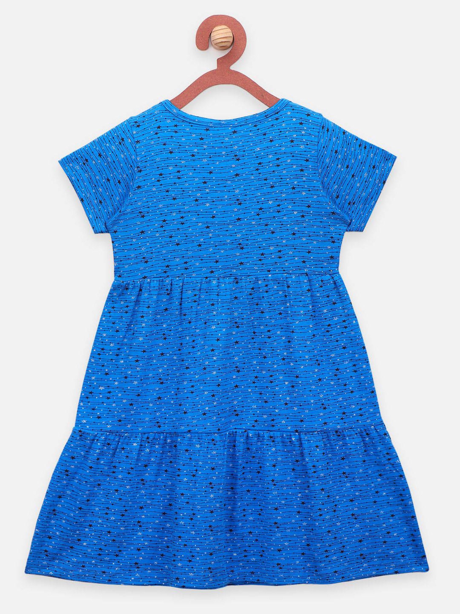 LilPicks Kids Blue Cotton Printed Dress