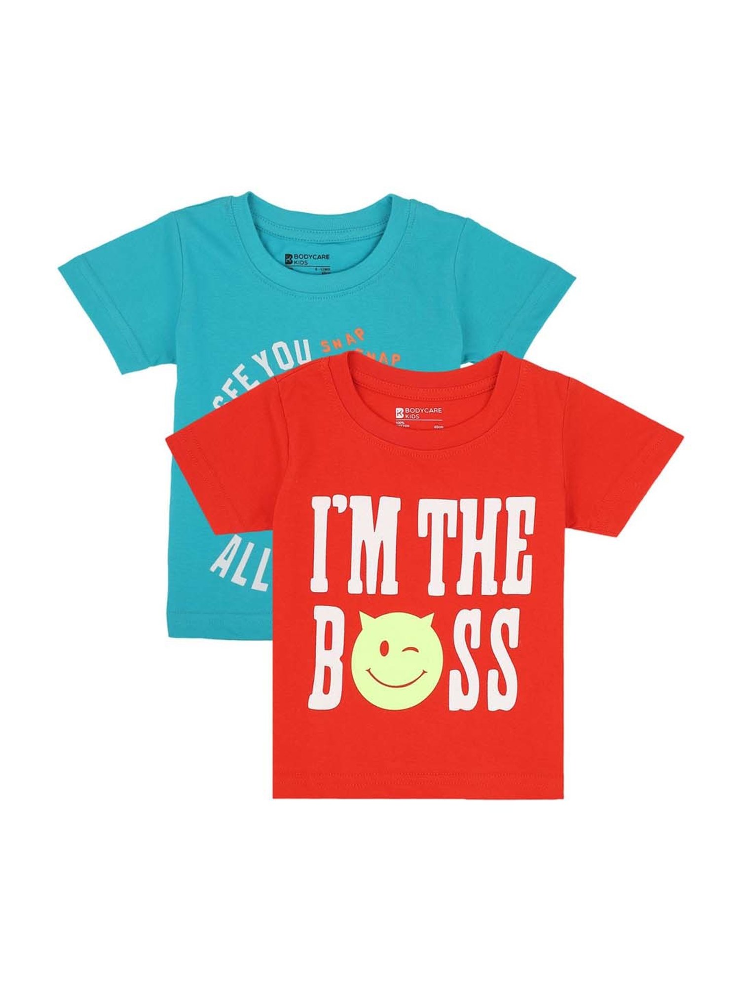 Bodycare Kids Blue & Red Cotton Printed T-Shirt (Pack of 2)