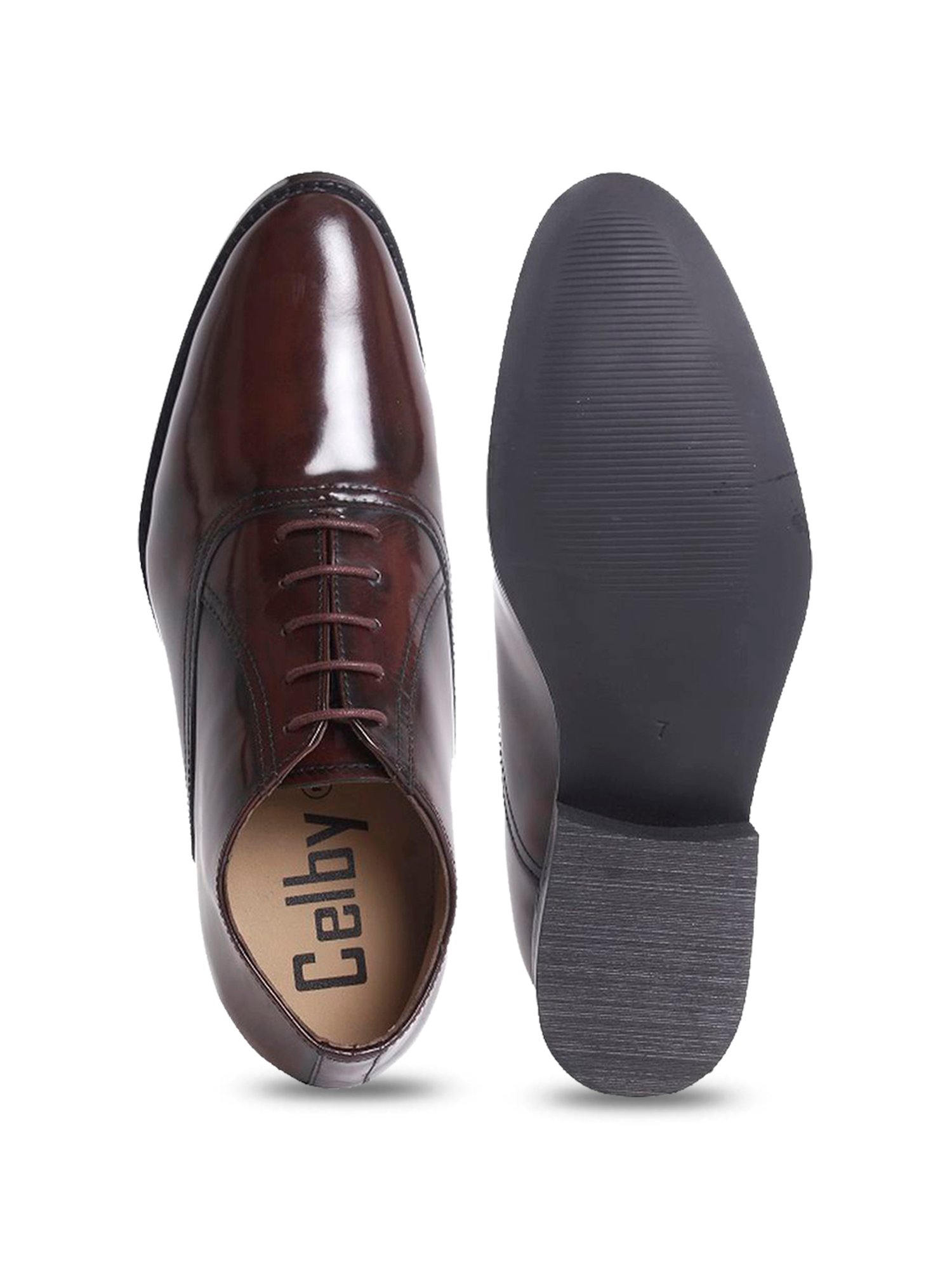 Celby Men's Height Increasing Maroon Oxford Boots