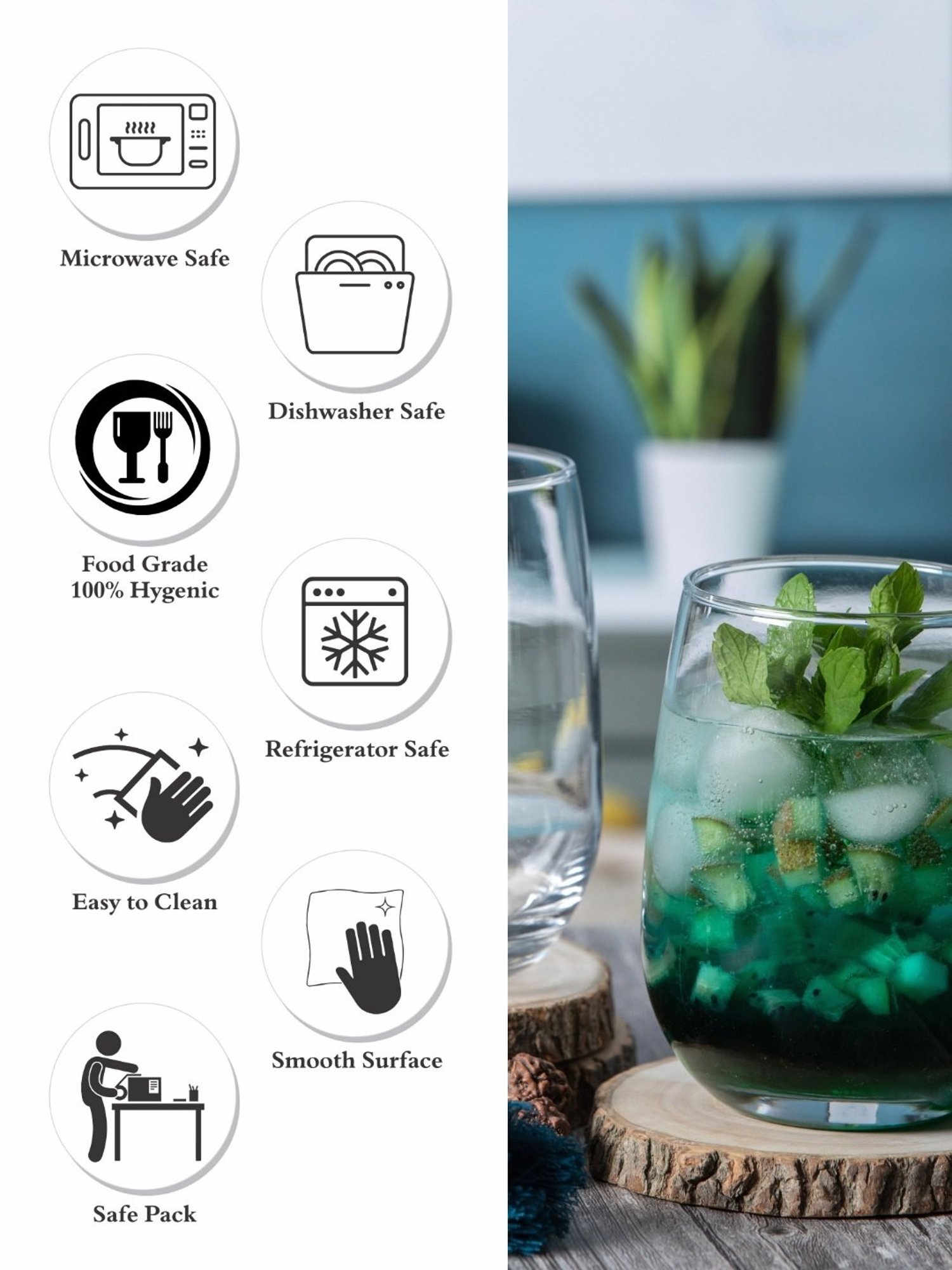 ROXX Transparent Glass Tumbler - Set of 6 (500ml)