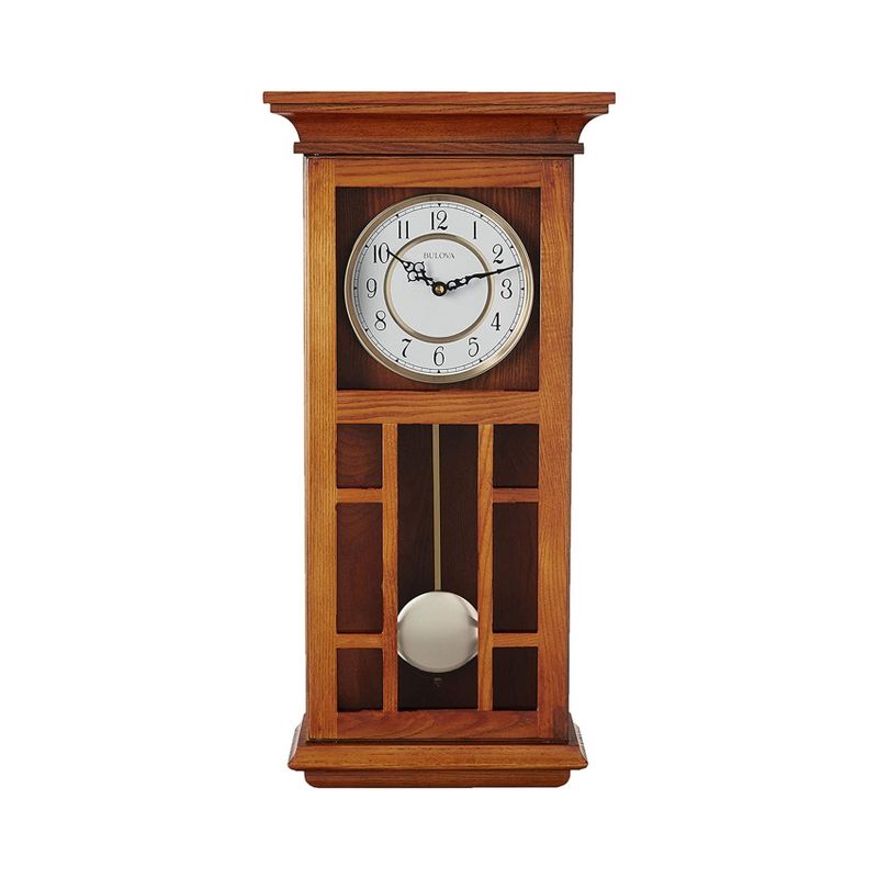Bulvoa Clocks C4337 Mayfair 3 Tune Chiming Indoor Wood Framed Decorative Wall Clock, 2 Tone Metal Dial, Walnut