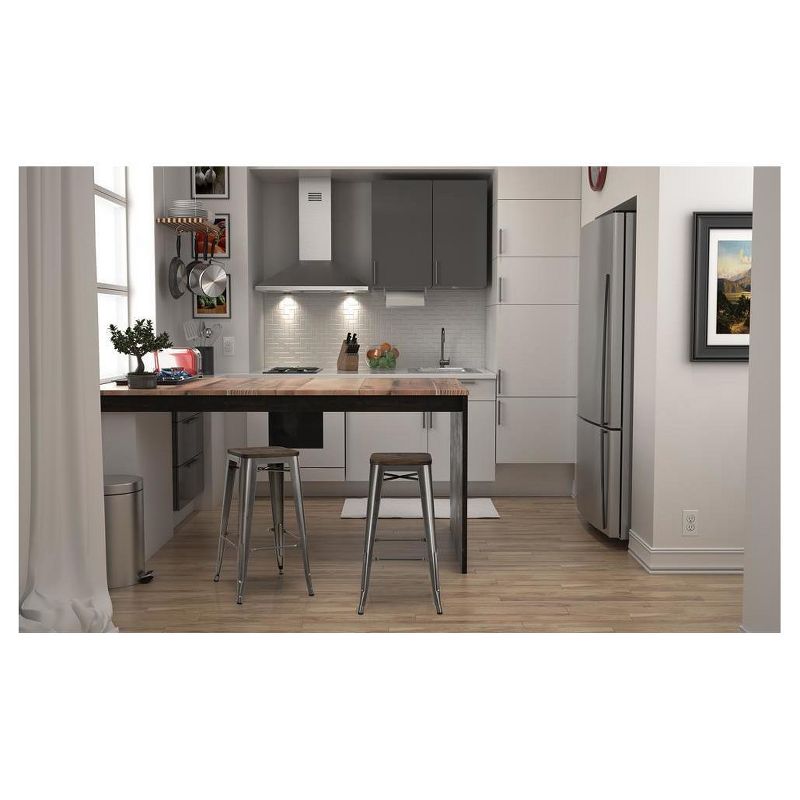 Set of 2 30" Fusion Metal Backless Barstools with Wood Seat Gun Metal - Dorel Home Products