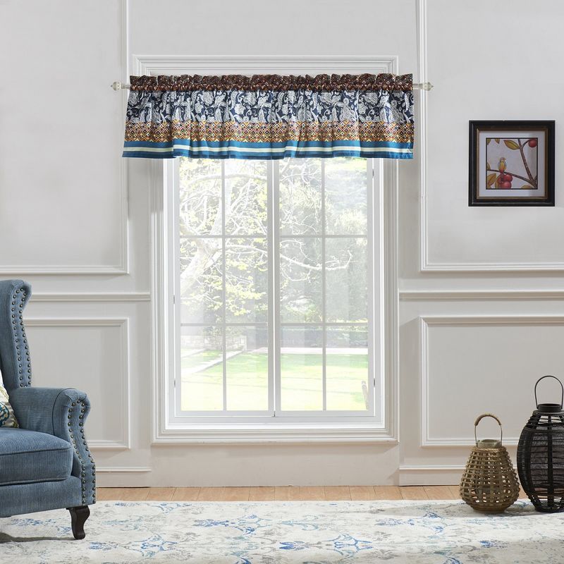 Barefoot Bungalow Vista Eclectic Window Valance With 2" Header & 3" Rod Pocket - 84"x16" in Multi Color