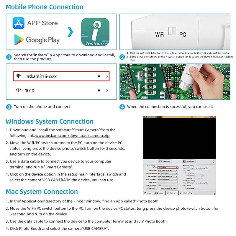 Wireless Digital Microscope USB 50X-1000X 1080P Handheld Portable Mini WiFi Microscope Camera with 8 LED Lights for iPhone/iPad/Mac/Android Phone/Tablet/PC-White