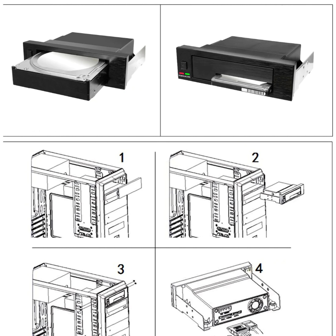 XT-XINTE HDD Storage Box Internal Single Bay Tray-Less Mobile Rack Enclosure LED Indicator Hot-swap for 2.5 3.5 Inch SATA
