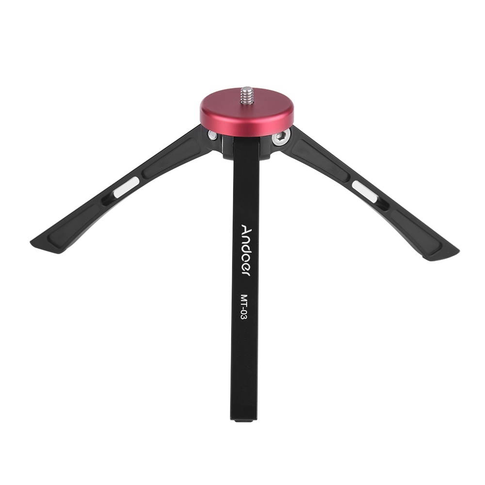 Andoer MT-03 Portable Mini Tabletop Tripod Aluminum Alloy Travel Table Tripod 1/4-3/8 Inch Screw Mount for Canon Nikon Sony DSLR ILDC Cameras Action Cameras Smartphone Ball Head Max. Load 20kg