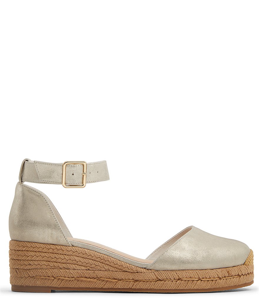 Jack Rogers Palmer Closed Toe Ankle Strap Suede Wedge Espadrilles