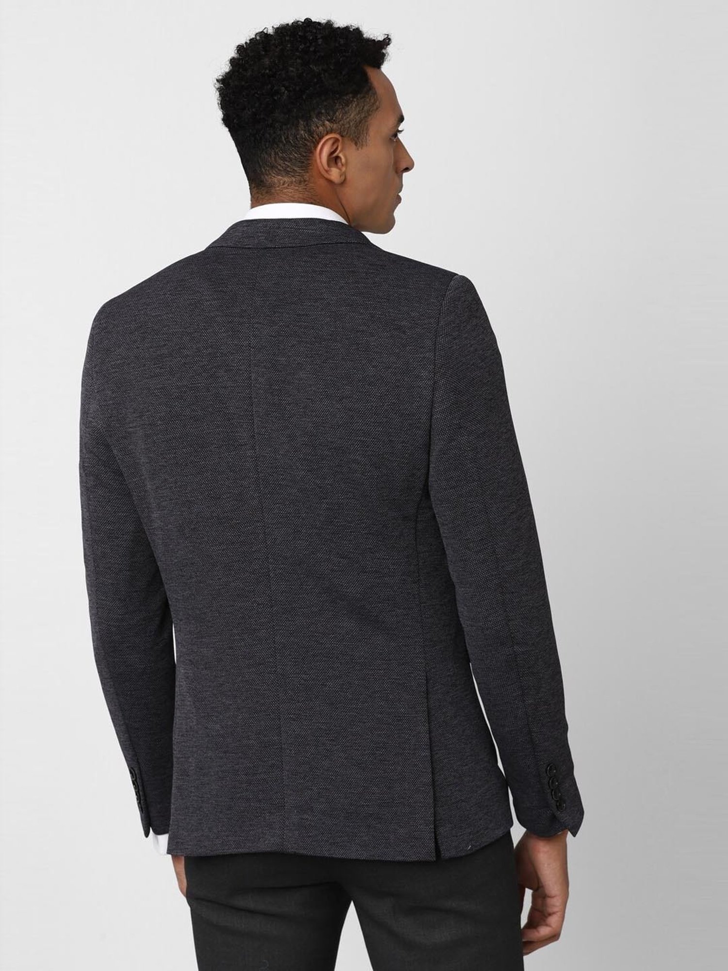 Van Heusen Grey Slim Fit Self Pattern Blazer