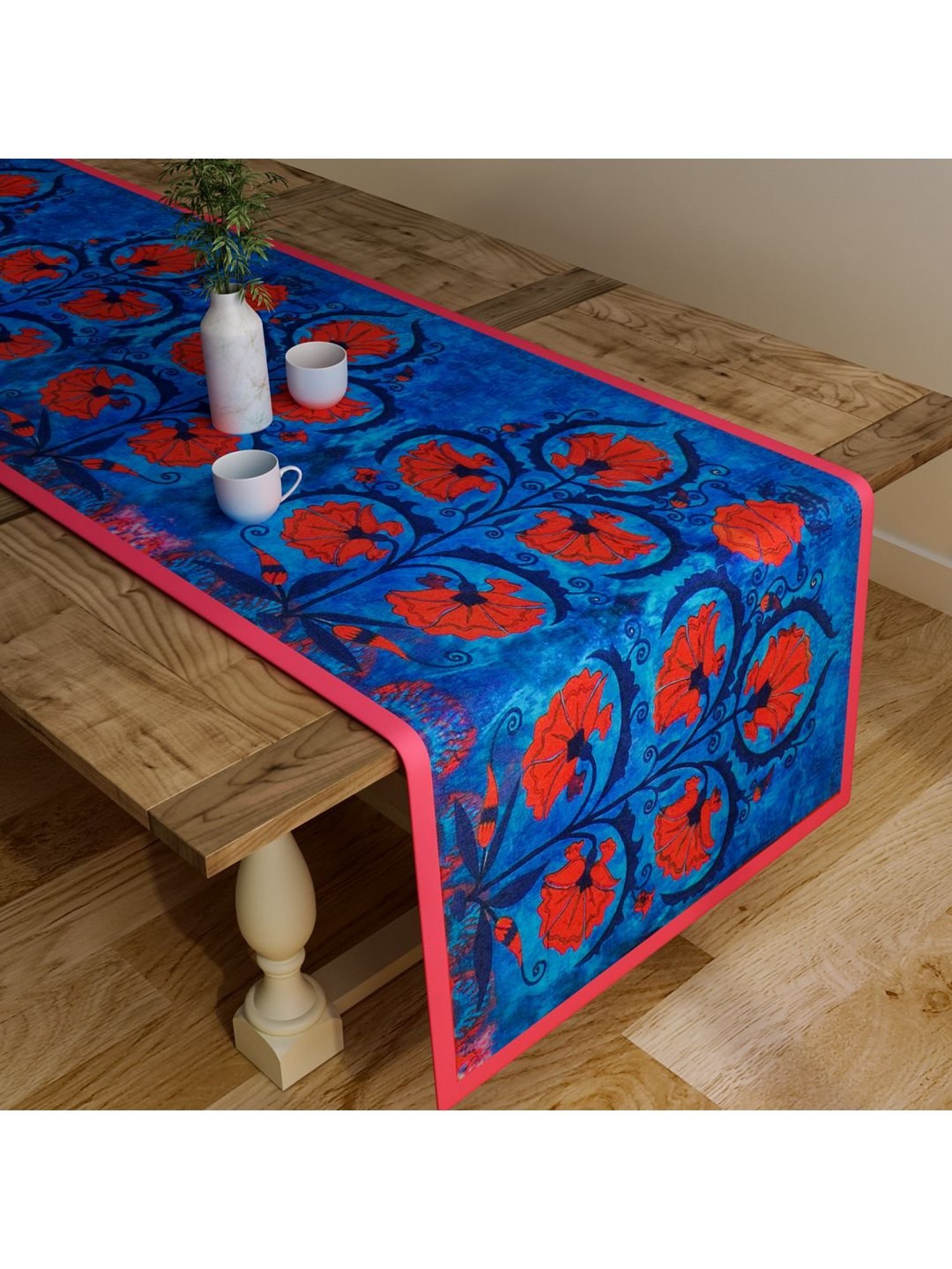 SEJ by Nisha Gupta Blue & Red Table Runner - Set of 1
