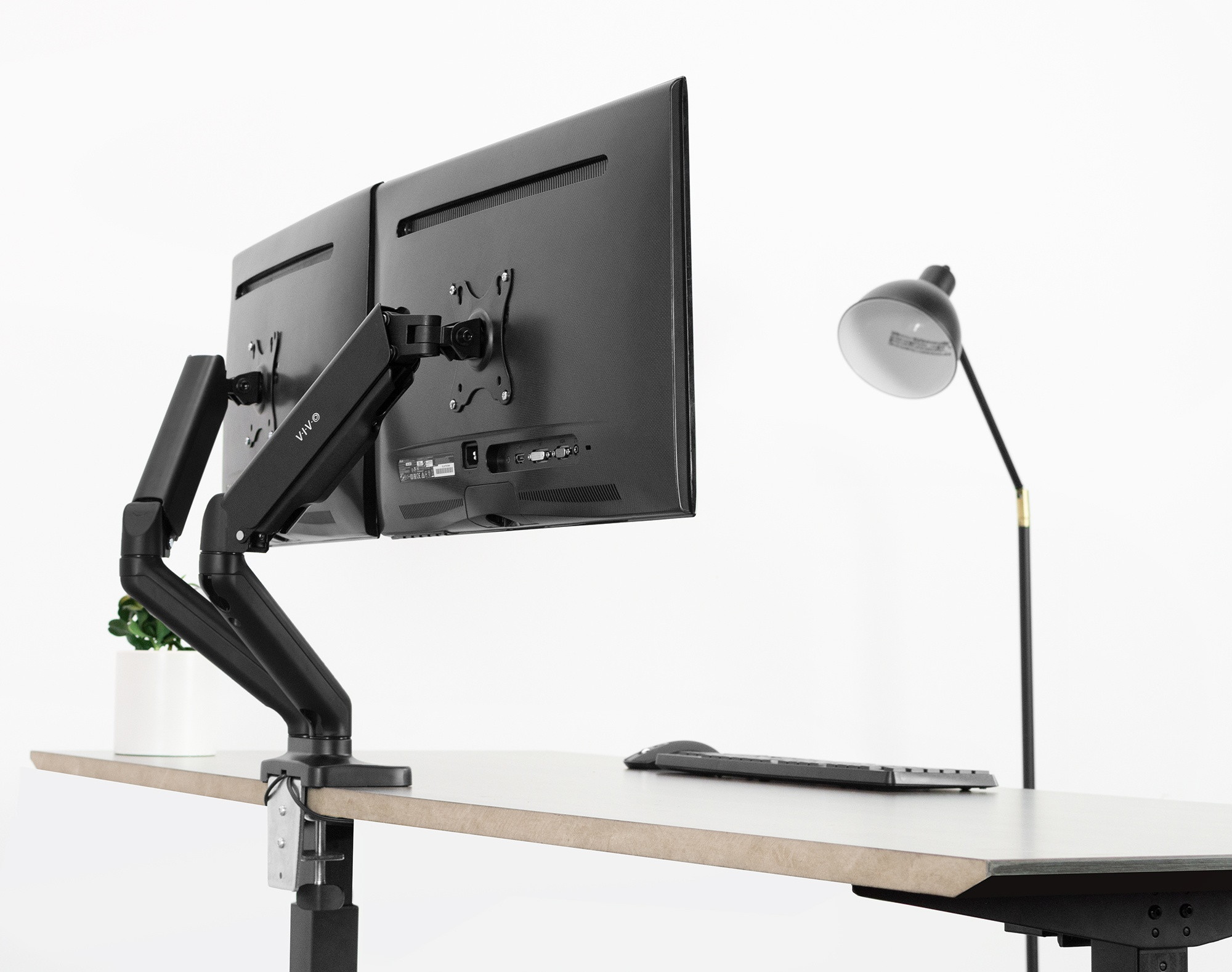 VIVO Dual Monitor Counterbalance Gas Spring Desk Mount Stand w/ USB and Audio | Fits Screens up to 27" (STAND-V002OU)