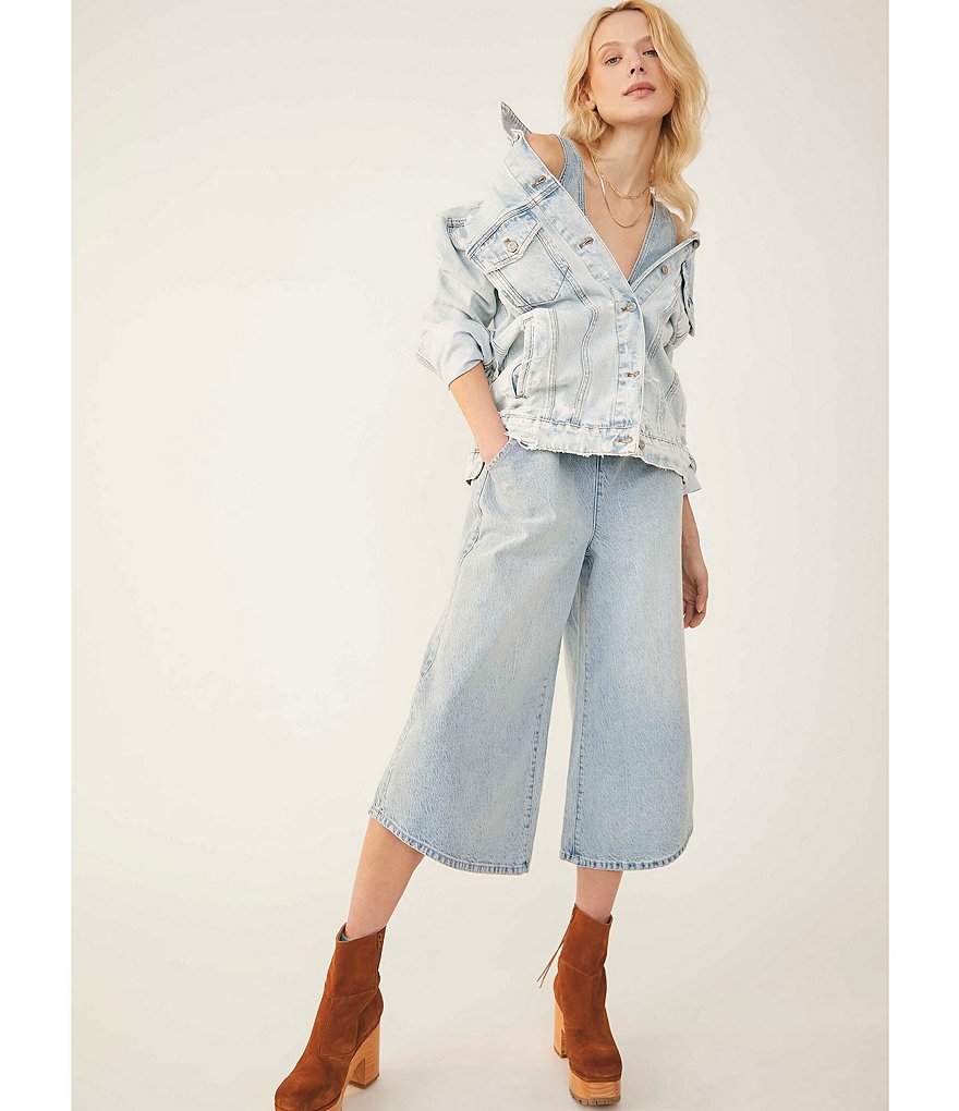 Free People Alora Sleeveless Wide Leg Cropped Jumpsuit