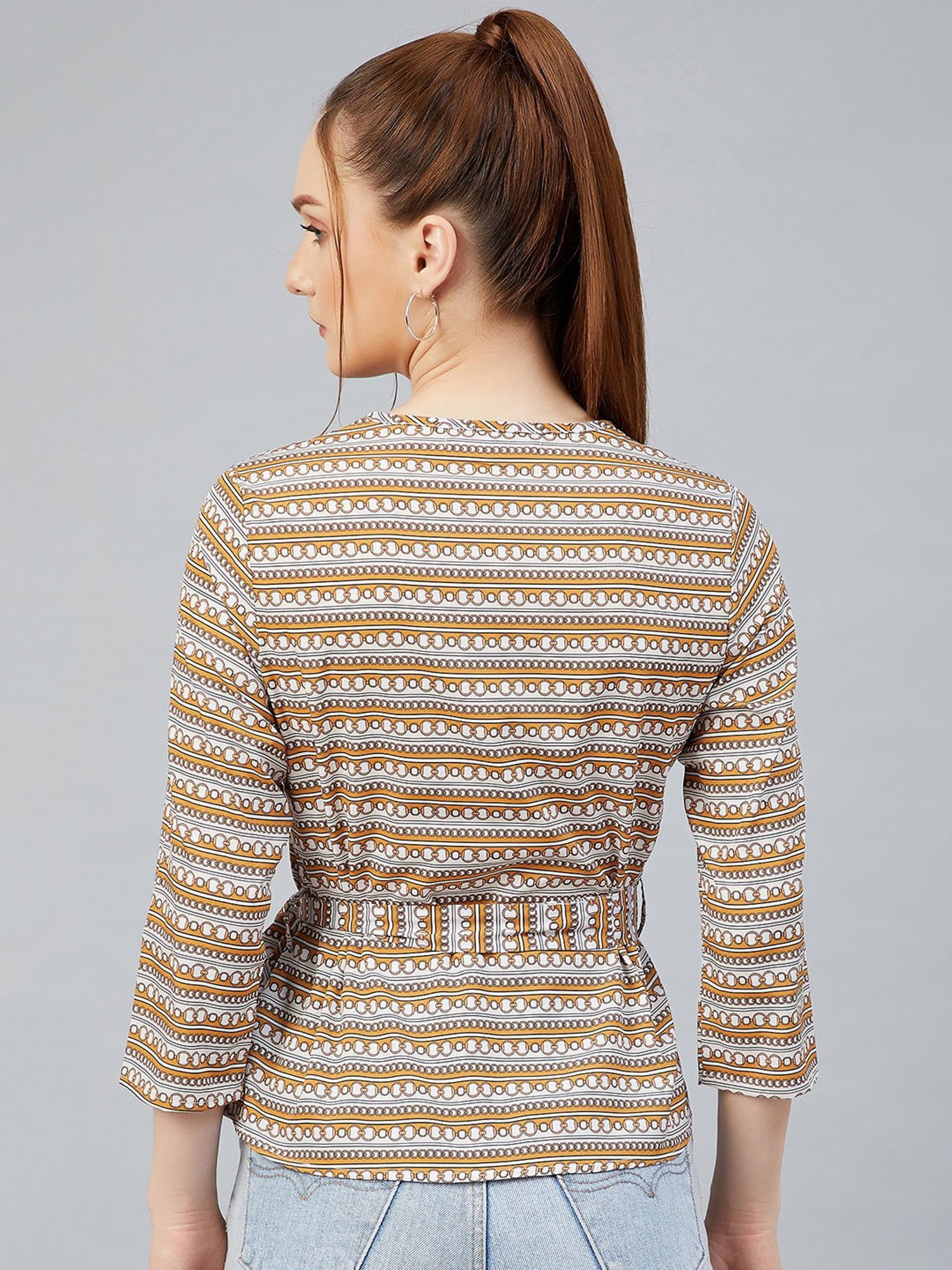 Carlton London Yellow & White Printed Top