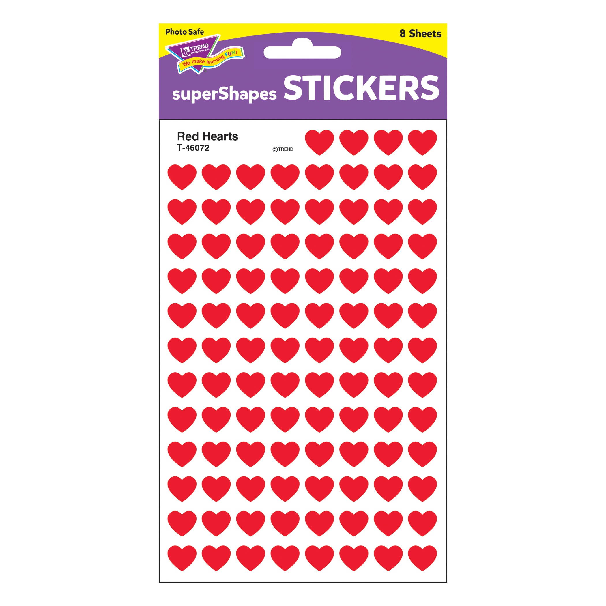 TREND ENTERPRISES INC. T-46072 SUPERSHAPES STICKERS RED HEARTS