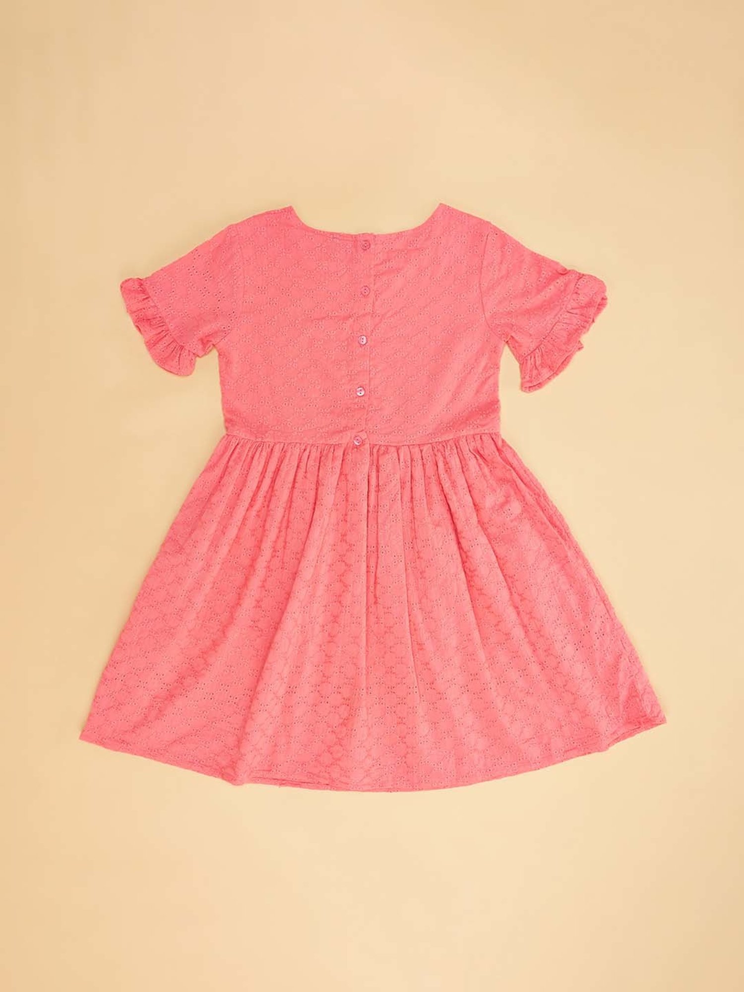 YU by Pantaloons Kids Pink Cotton Embroidered Dress