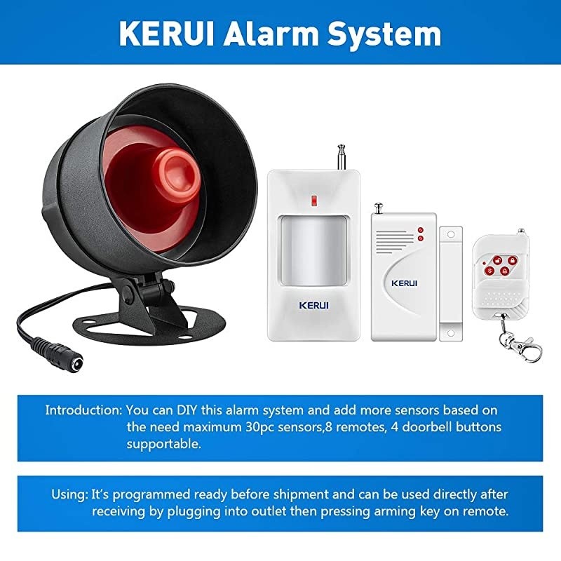 Upgraded Wireless Live Loud Siren Host,Indoor/Outdoor Waterproof Horn up to 115dB for Home Security Alarm System,Can't Work Alone,Have to Work with  Sensors as Home Garage Shed Alarm System