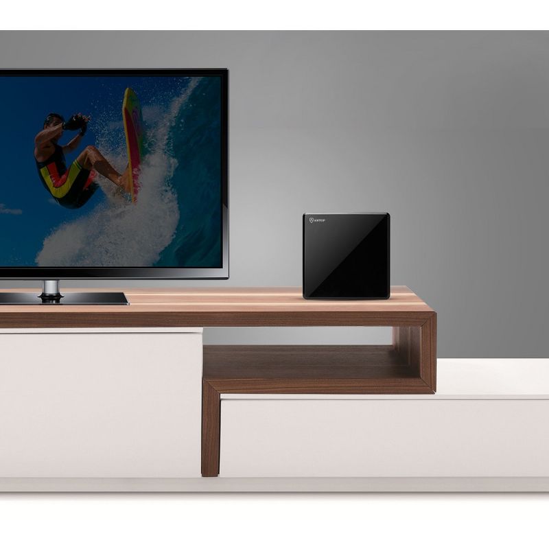 Antop AT-207B 4K HDTV Antenna - 50 Mile Flat Panel, Indoor Black, Omni-Directional Smartpass Amplified Antenna