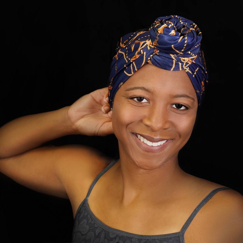 Annie International Fashion Navy Anchor Pattern Headwrap Scarf - Blue