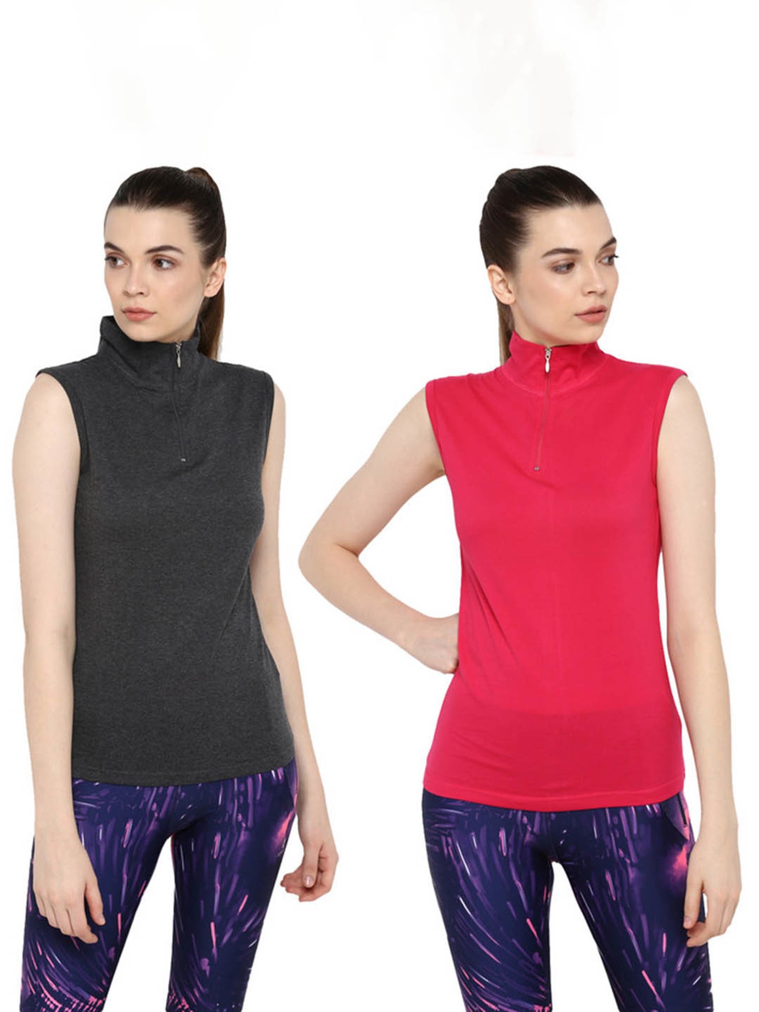 Appulse Charcoal & Dark Pink Cotton T-Shirt - Pack of 2