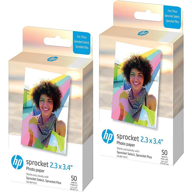 HP Sprocket 2.3 x 3.4 Premium Instant Zink Sticky Back Photo Paper (100 Sheets) Compatible with HP Sprocket Select and Plus Printers.