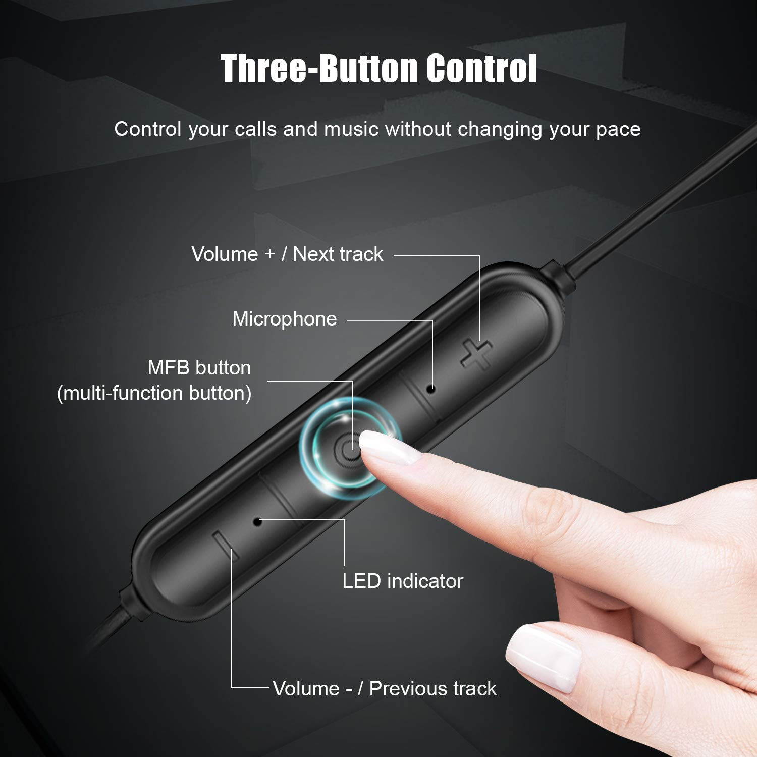 Bluetooth Headphones, Lightweight Wireless Earbuds with Magnetic Connection, IPX5 Water Resistant Bluetooth 5.0 Sports Earphones for Running, Built-in Mic, 8 Hrs Work Time Built-in magnets