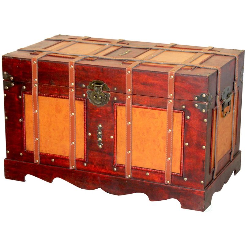 Vintiquewise Large Antique Style Steamer Trunk, Decorative Storage Box