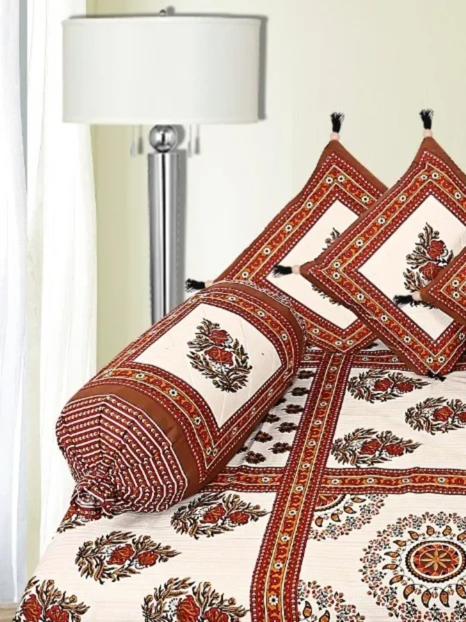 Maspar Blue Cotton 200 TC Reversible Duvet Cover Set