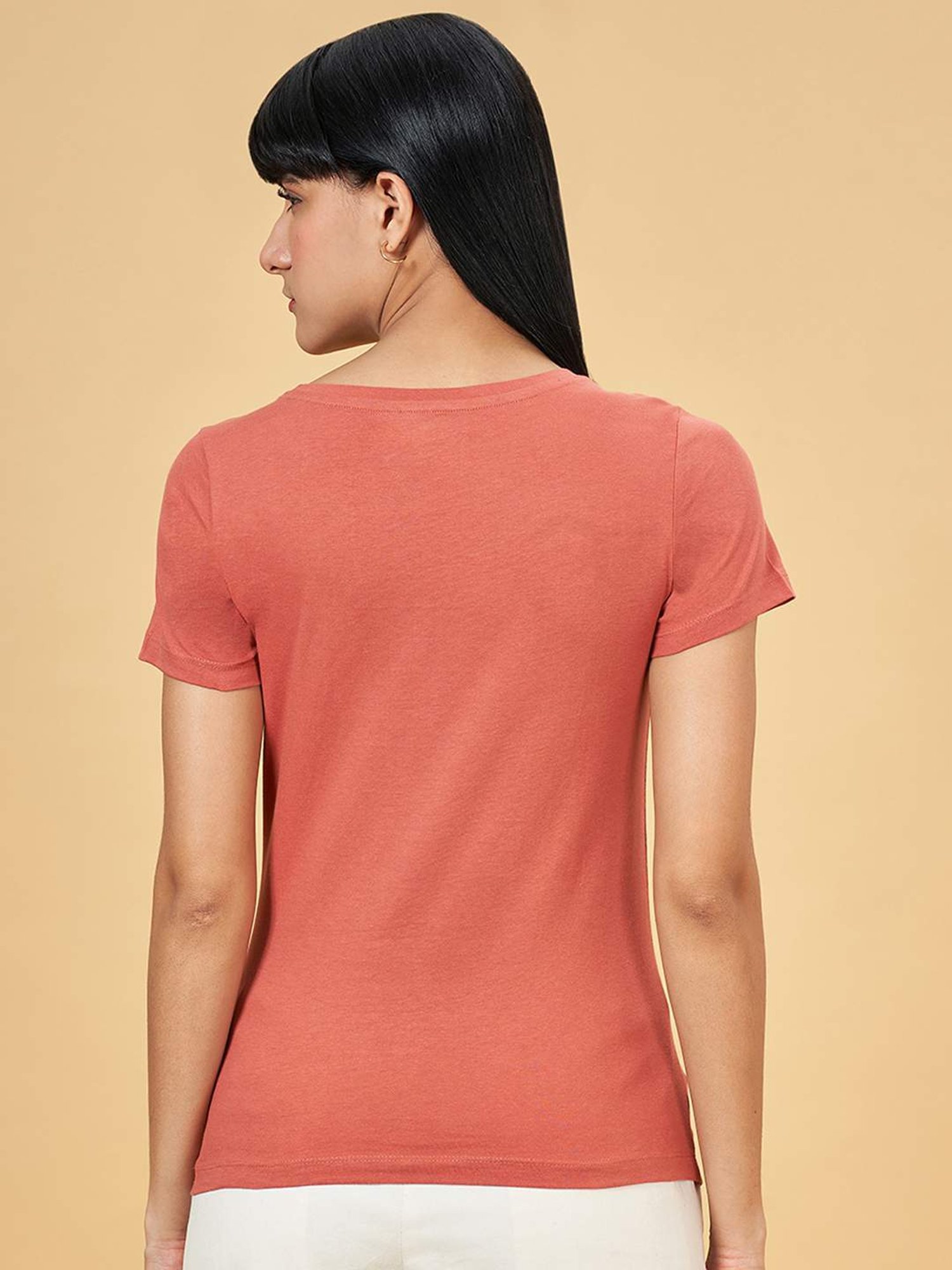 Honey by Pantaloons Rust Cotton Printed T-Shirt