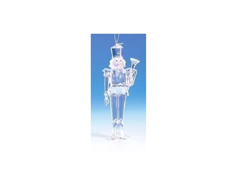 Roman 5.75" Clear Icy Crystal Trumpeting Christmas Nutcracker Ornament