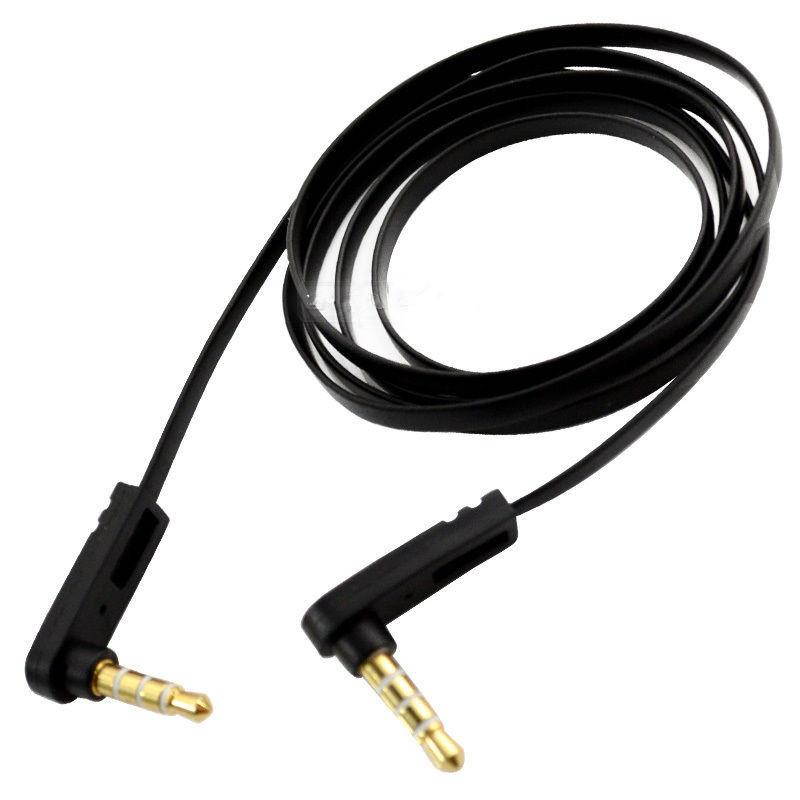 3.5mm male to male 4 pole 3 ring angled flat Audio Aux Auxiliary Cable 1m