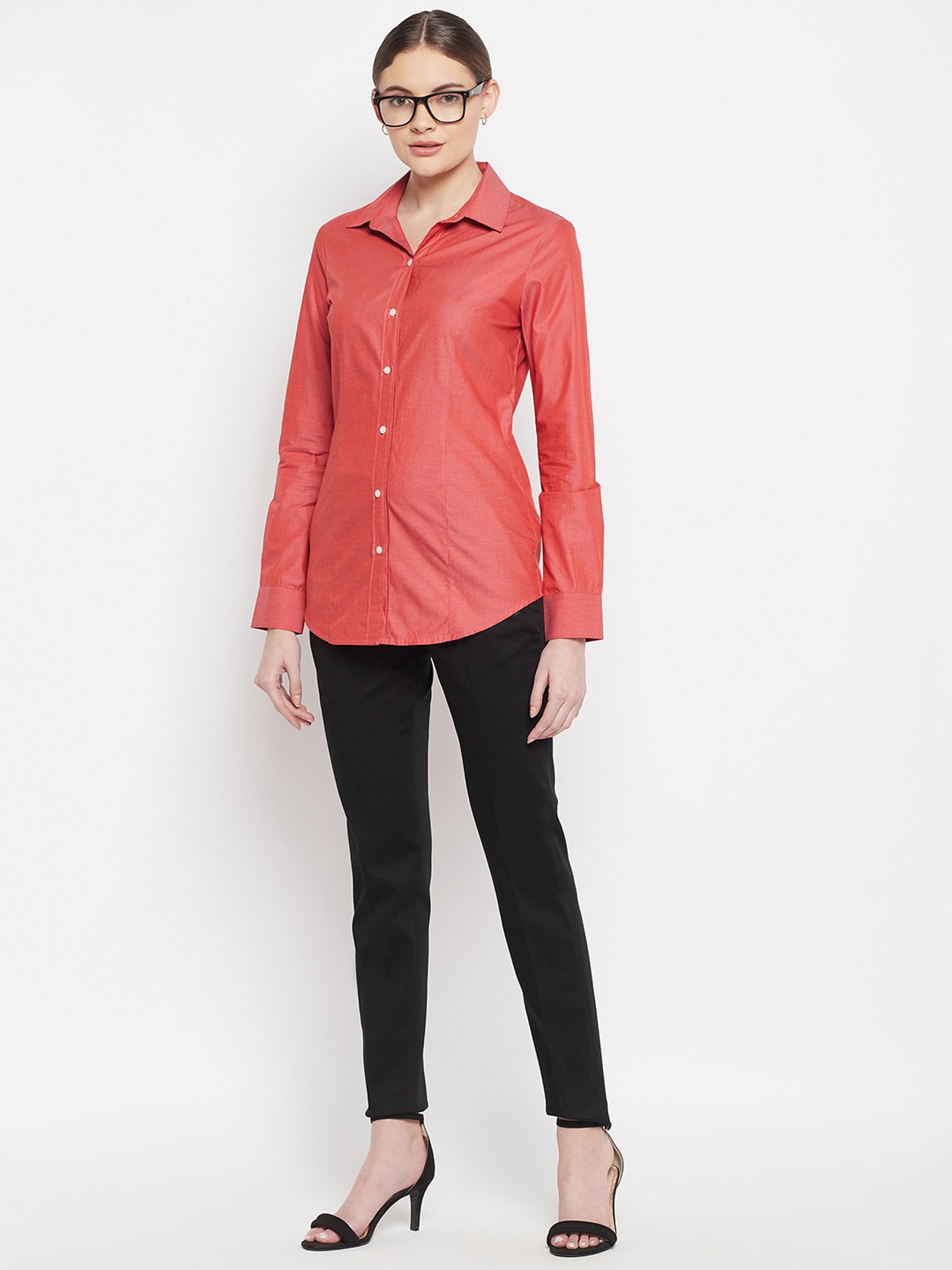 Crozo By Cantabil Black Regular Fit Mid Rise Trousers