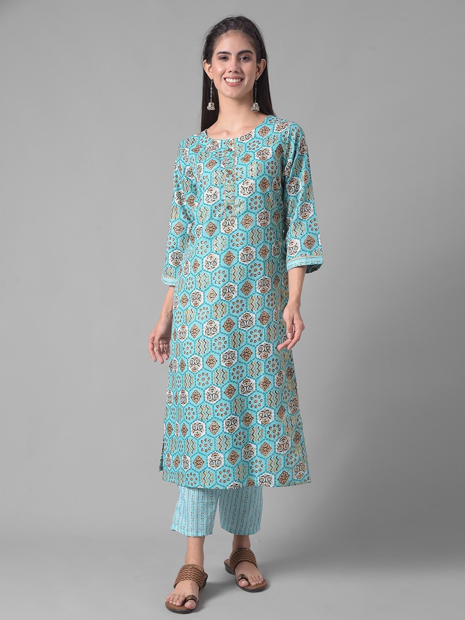 Dollar Missy Blue Printed Kurta With Pants
