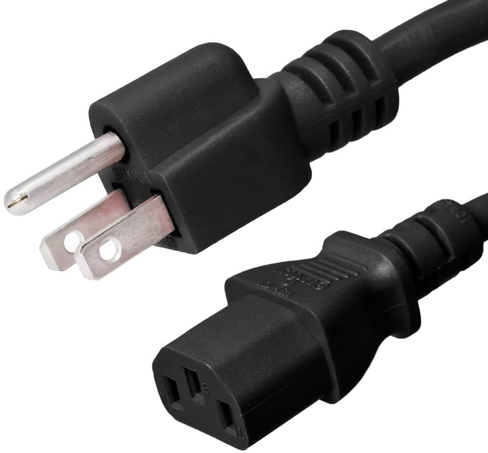 NEMA 5-15P to C13 Power Cord - Black, 1 Foot, 15A/125V, 14/3 AWG - Iron Box Part # IBX-4910-01