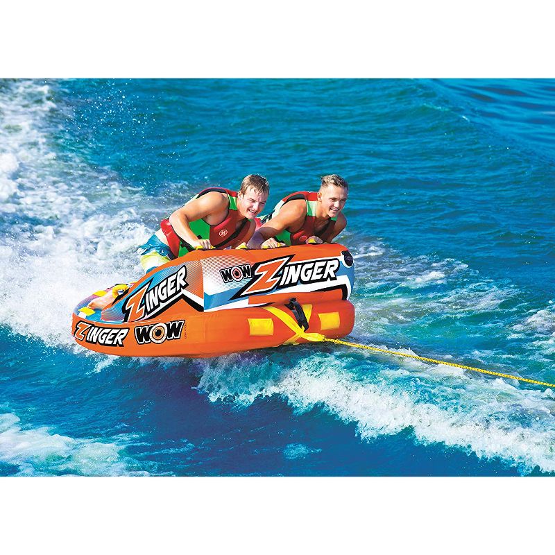 WOW Watersports Zinger Comfortable Towable 2 Person Boating Lake Water Sports Inflatable Deck Tube