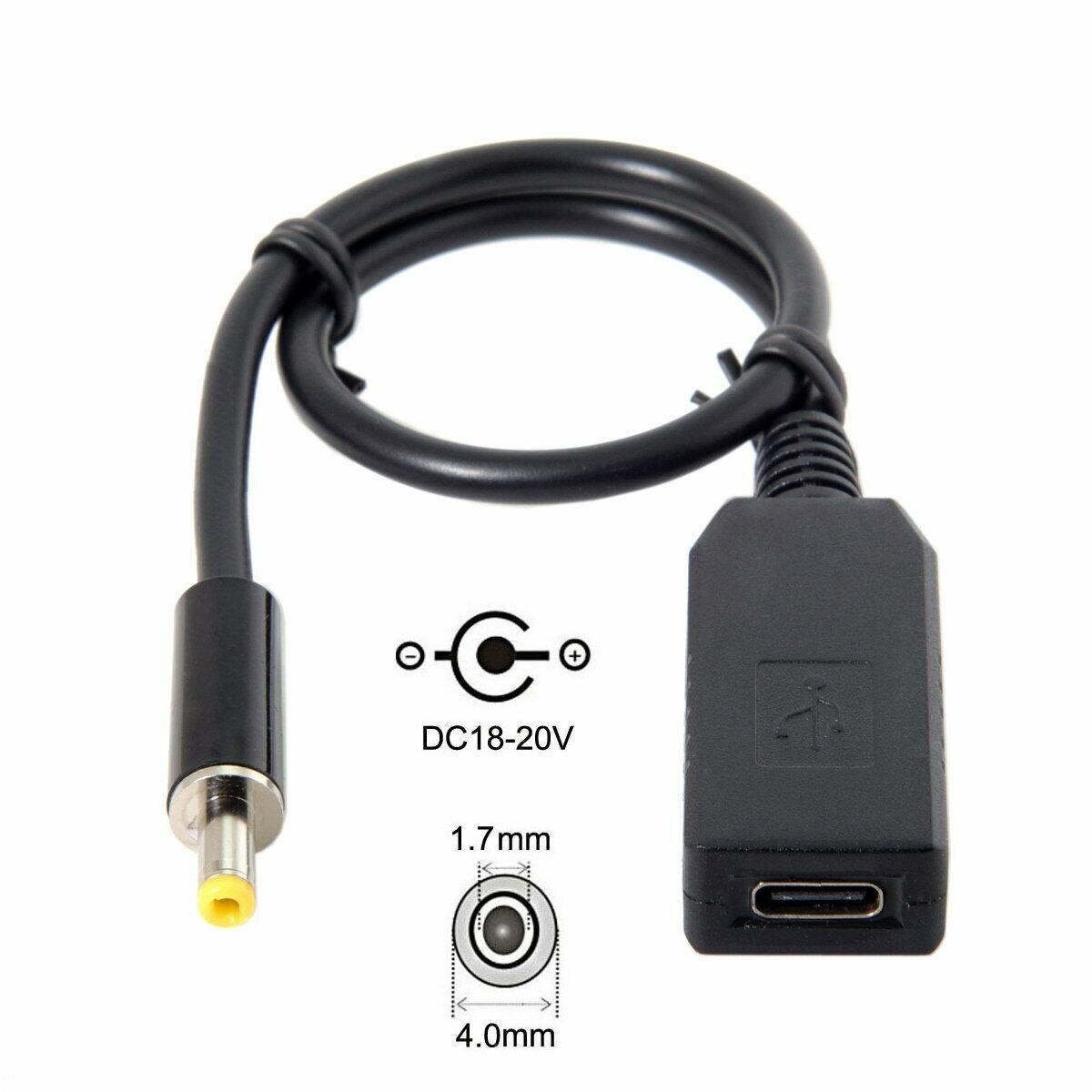 USB Type-C USB-C Female to DC4.0*1.7mm Male Power Plug 20V Charge Cable Converter Adapter for Laptop