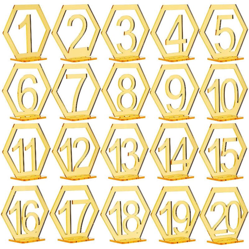 Hexagon Acrylic Table Numbers 1-20 (3.5 x 4 in)