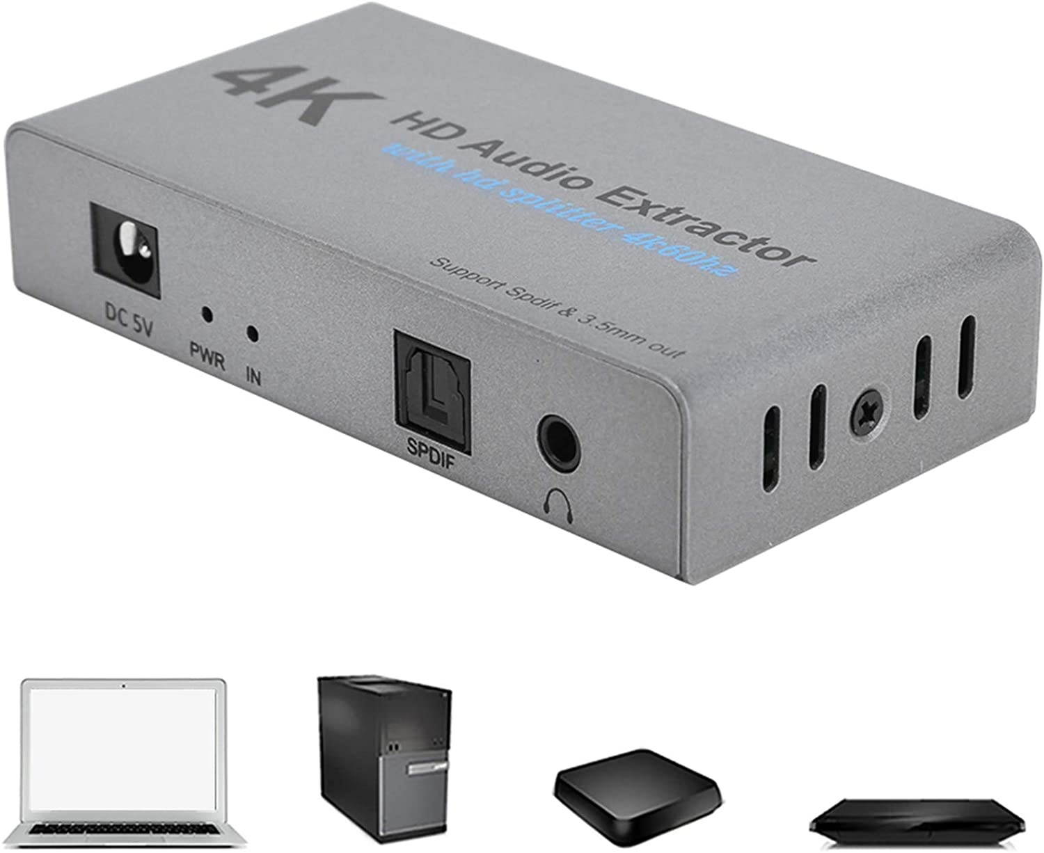 SOONHUA 4k HDMI Audio Extractor Higha&euro;&lsquo;Definition with 1 Points 2 Converter USB Port Computer Supplies