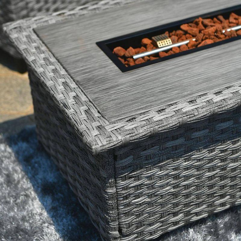 5pc Patio Wicker Conversation Set with Fire Pit - Direct Wicker