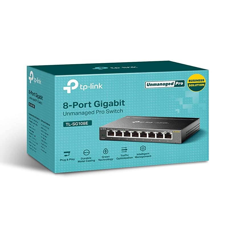 8 Port Gigabit Switch | Easy Smart Managed | Plug & Play | Limited Lifetime Protection | Desktop/Wall-Mount | Sturdy Metal w/ Shielded Ports | Support QoS, Vlan, IGMP and LAG (TL-SG108E)