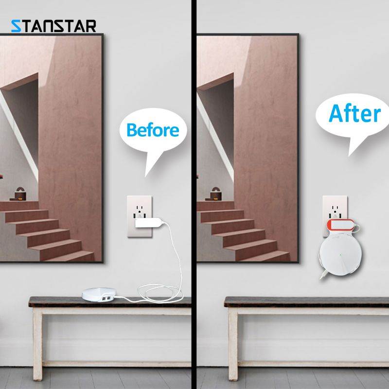 STANSTAR Wall Mount for TP-Link Deco M5 Whole Home Mesh WiFi System, Sturdy Bracket Holder for TP-Link Deco M5 Space Saving TP-Link Router Wall Holder Plug in Without Messy Wires or Screws(2pack)