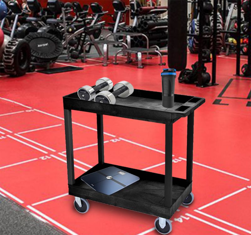 Offex 32 x 18 Two Shelves Tub Cart - Black