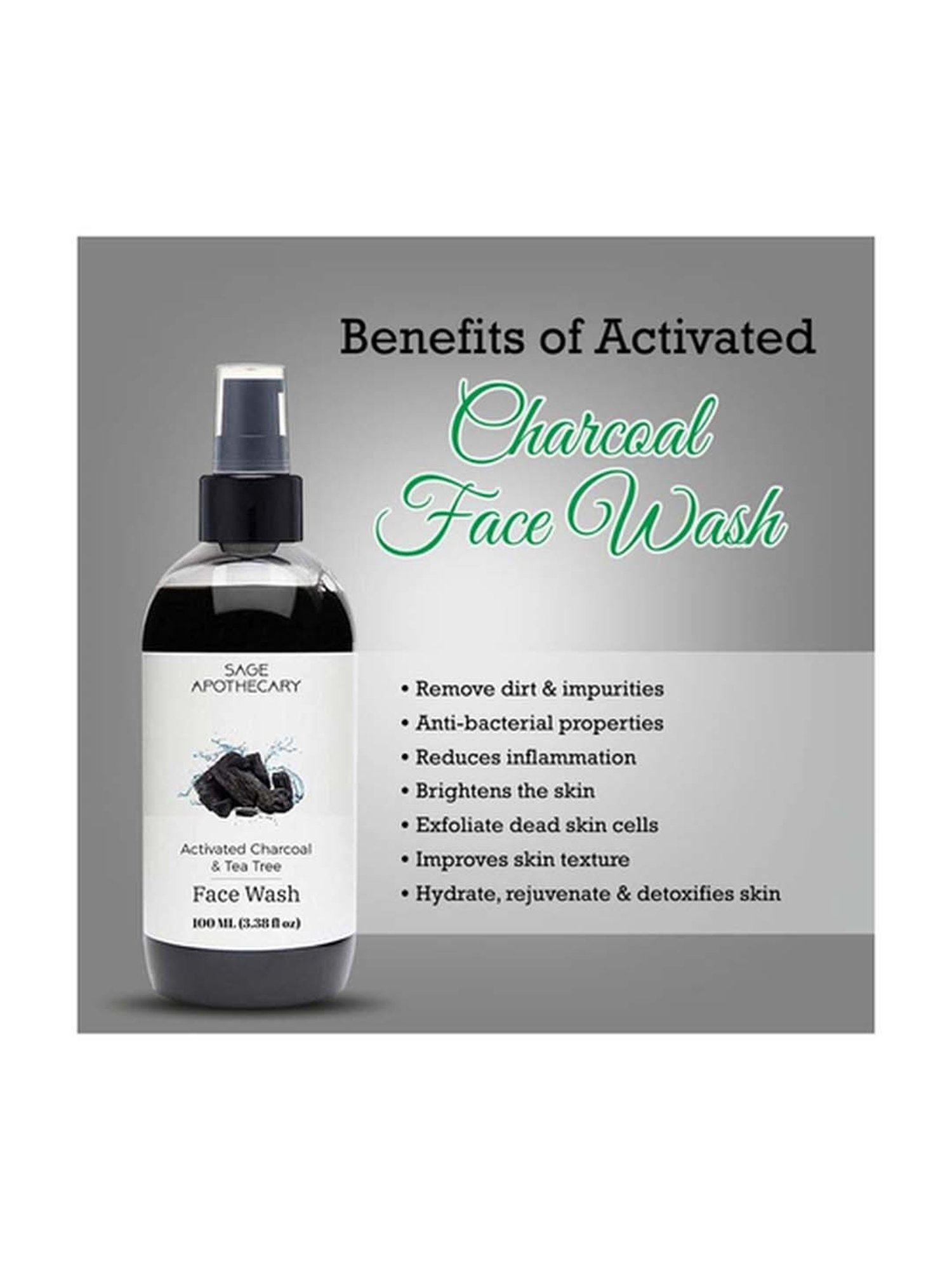 Sage Apothecary Activated Charcoal Face Wash - 100 ml