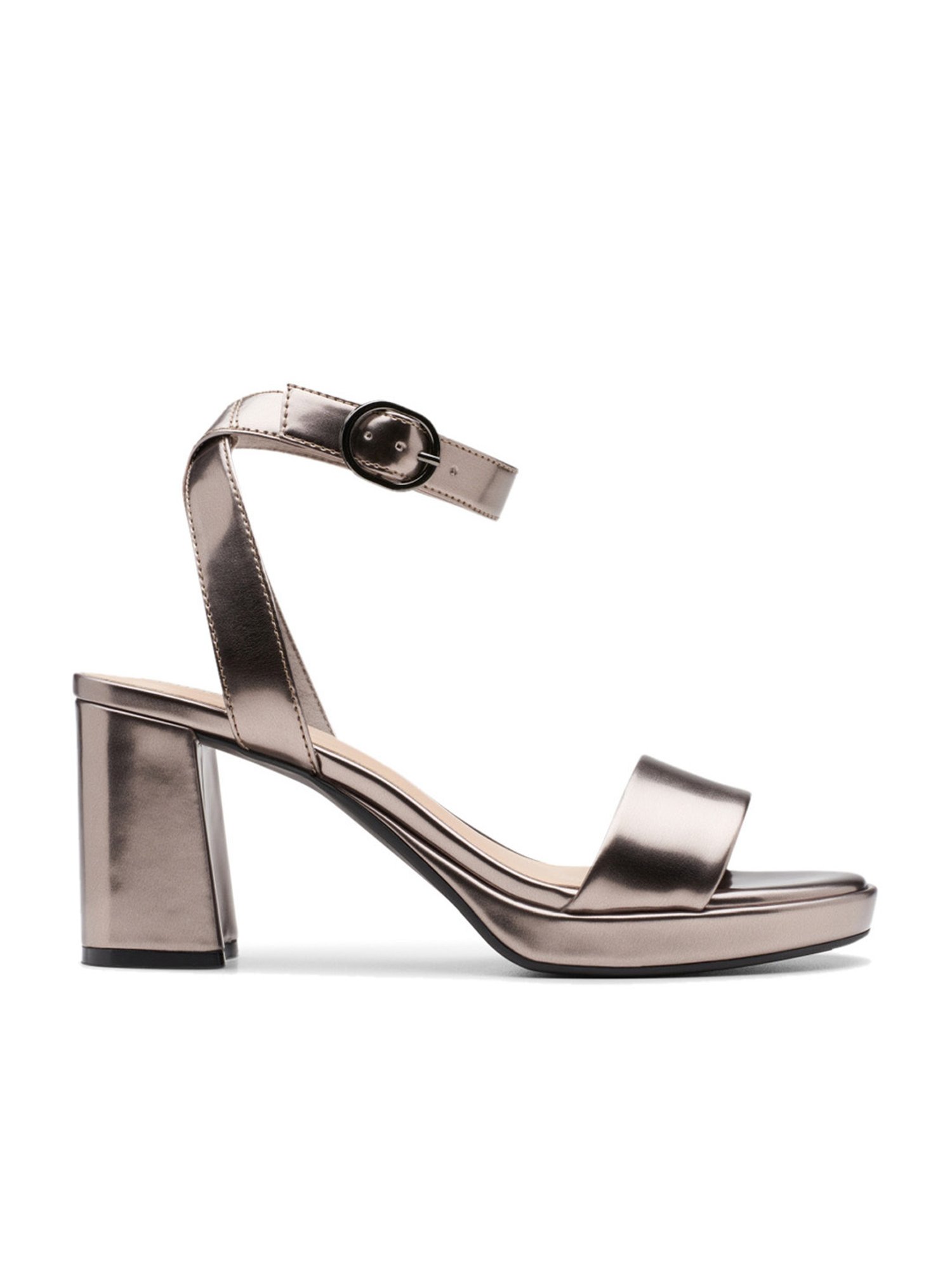 Clarks Women's AmbyrLyn Bay Gun Metal Ankle Strap Sandals