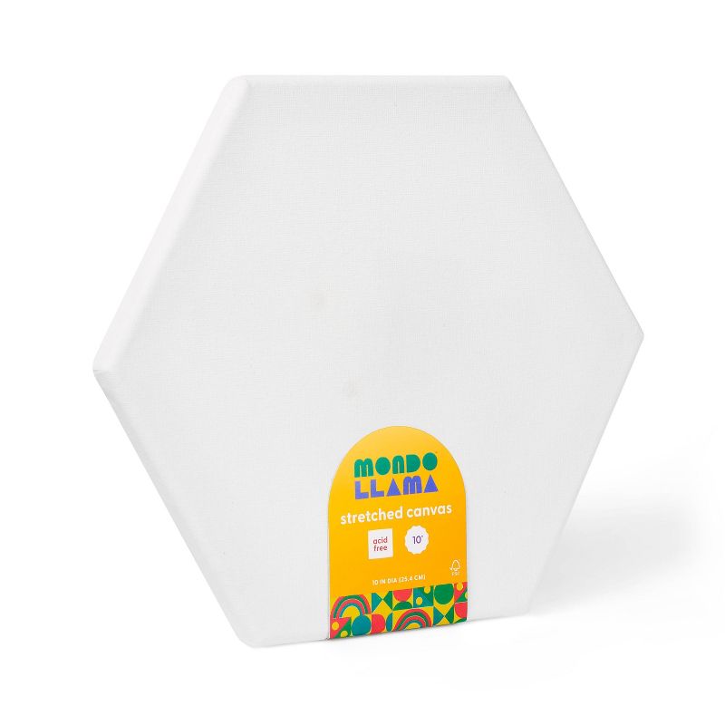 10" Hexagon Stretched Canvas White - Mondo Llama™