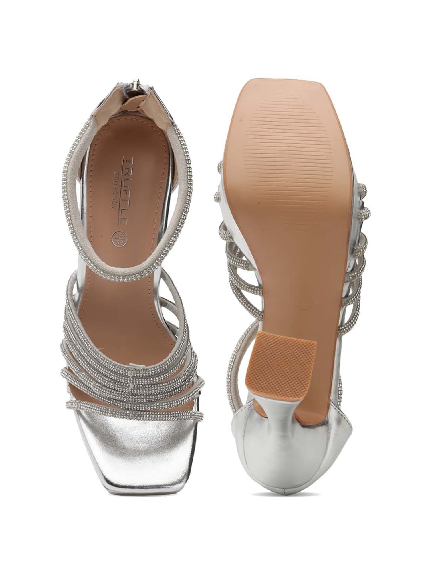 Truffle Collection Women's Silver Ankel Strap Sandal