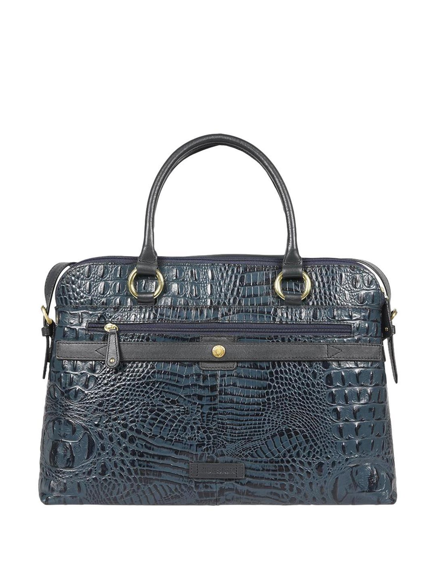 Hidesign Navy Textured Medium Handbag