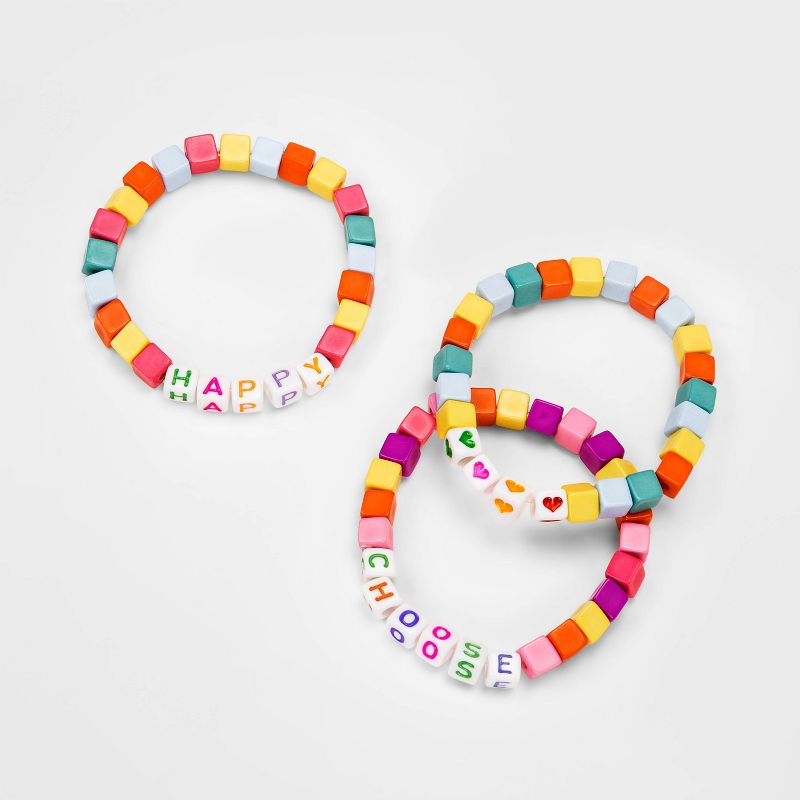 Girls' 3pk Choose Happy Bracelet Set - Cat & Jack™
